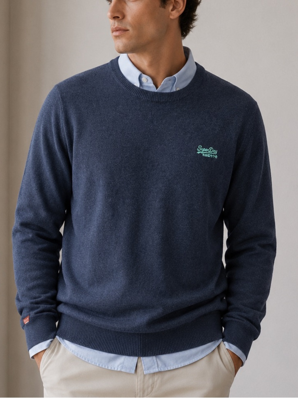 Superdry Men’s Cotton Cashmere Crew Neck Jumper - Charcoal Grey Size M